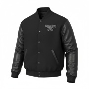 Kurtka bomberka męska czarna Thug Life XL wełniana skórzana streetwear 