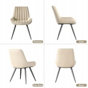 4x Krzesła Tapicerowane Nowoczesne do Jadalni Khaki Metalowe Nogi