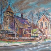 "Zabytkowy Kościół w  Binarowej" pastele 