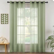 2 Sztuki Firany z Woalu Z Oczkami 140x245cm Szałwiowa Zielona