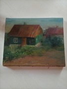 Bawełniane płótno 33x27 cm - dom na wsi