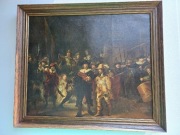 Stary olejodruk/ reprodukcja na płótnie STRAŻ NOCNA REMBRANDT  .