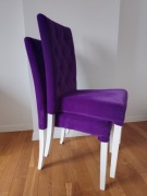 Krzesła styl glamour welur fiolet, sztaplowane