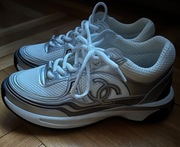 Chanel CC Logo Sneakers Czarny, Biały, Srebrny 