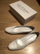 Buty białe perłowe PRAWDZIWA SKÓRA 42 ślubne NOWE