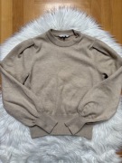 Sweter damski beżowy rękaw bufiasty