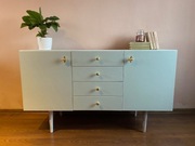 Piękna miętowa odnowiona komoda PRL vintage