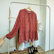 Bluzka Boho 18 46 George elegancka oversize  kwiaty kwiatki szerokie rekawy