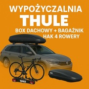 Bagażnik THULE skrzynia BOX + bagażnik HAK na 4 rowery WYPOŻYCZALNIA