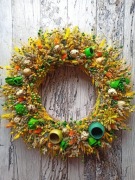 Wielkanocny wianek naturalny z suszu florystycznego, dekoracja drzwi 45 cm