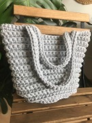 Torebka damska,na ramię,koszyk ze sznurka w kolorze szarym.