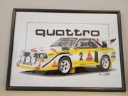 Audi S1 Quattro Rally plakat wydruk prezent A3 42x30