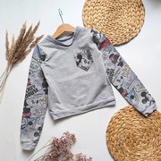 Bluza szara 116 Myszka Miki wygodna długi rękaw szerszy dekolt dłuższe ręka