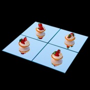 Srebrna lustrzana patera szklana – taca do ciast, tortów i deserów 20x20cm