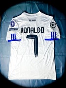 (S) Cristiano Ronaldo Real Madryt 2010/11 Biała Retro T-shirt Liga Mistrzów