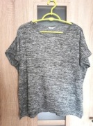 Szara bluzka dzianinowa na krótki rękaw ze srebrną nitką rozmiar S