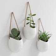 3 ceramiczne wiszące doniczki kolor biały 