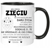 Kubek z czarnym uszkiem dla zięcia śmieszny