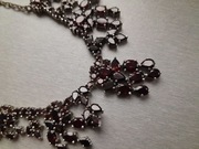 Granaty szlifowane srebro naszyjnik długi masywny