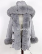 CUDO ZIMOWA KURTKA PARKA NATURALNE FUTRO LISA, S