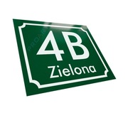 METALOWA modna tabliczka adresowa numer domu budynku J+ zielona na dom