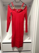 Czerwona prążkowana sukienka Uni