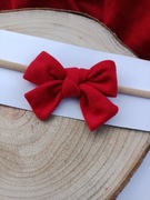 Opaska bezuciskowa kokardka welur czerwony