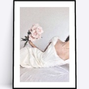 A4 Plakat romantyczny dziewczyna z różami 