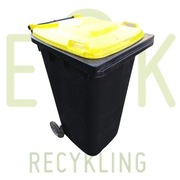 POJEMNIK NA ŚMIECI ODPADY POJEMNIKI 240L GRAFIT Z ŻÓŁTĄ POKRYWĄ 