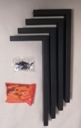 4x Metalowy kątownik L 40x15 cm, czarny, śruby, kołki, podkładki