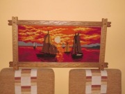  zachód słońca -z żaglówkami-haft gobelinowy -duzy