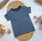 Tshirt H&M 98 104 w paski granatowy biały hm bluzka koszulka krótki rękaw 