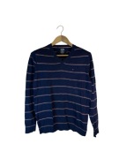 Sweter w serek Tommy Hilfiger granatowy paski logo m
