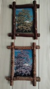 Rustykalne ramki drewniane 23 cm komplet 2 szt dekoracja ścienna