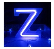 Lampka nocna LED litera Z neon niebieskie światło stojąca 16,5 cm