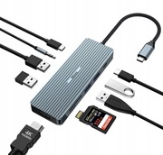 Koncentrator USB-C 10 w 1, adapter, klucz sprzętowy 4K HDMI stacja dokująca