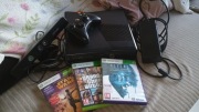 Xbox 360 Slim czarny +kinect +  3 gry (w tym GTA V) + zasilacz pad