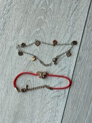 Bransoletki zestaw łańcuszek czerwony sznurek motyl serduszka 