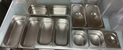 Pojemniki GN stalowe 13 szt. + 3 pokrywki