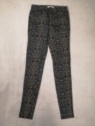 Kolorowe spodnie jeansowe jeansy tregginsy w kwiatki Camaieu 34 jak nowe