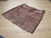 Skórzana brąz spódnica mini prawdziwy zamsz 38 M