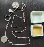 AMULET na srebrnym łańcuszku medalik NMP św Antoni św Krzysztof kominiarz