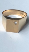 Sygnet z diamentem, złoto 18K, waga 4,2 g, PIĘKNY