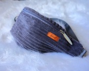 Nerka XL fannypack torebka sztruksowa szara handmade