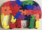 Drewniane puzzle w kształcie słonia