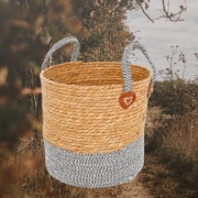 Kosz okrągły z uchwytami boho skandynawski 25/32 cm