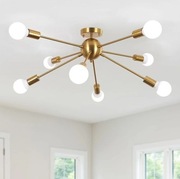 Nowoczesna złota lampa sufitowa, Sputnik, 8 punktów światłą, E27 - Ashuaqi