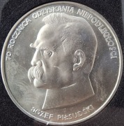 Srebrna moneta 50000zł. Józef Piłsudski 1988