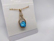  Naszyjnik butelka złota cyrkonia błękitne serce