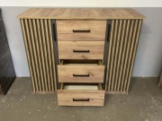 NOWA Komoda Dąb Craft Złoty + Lamele